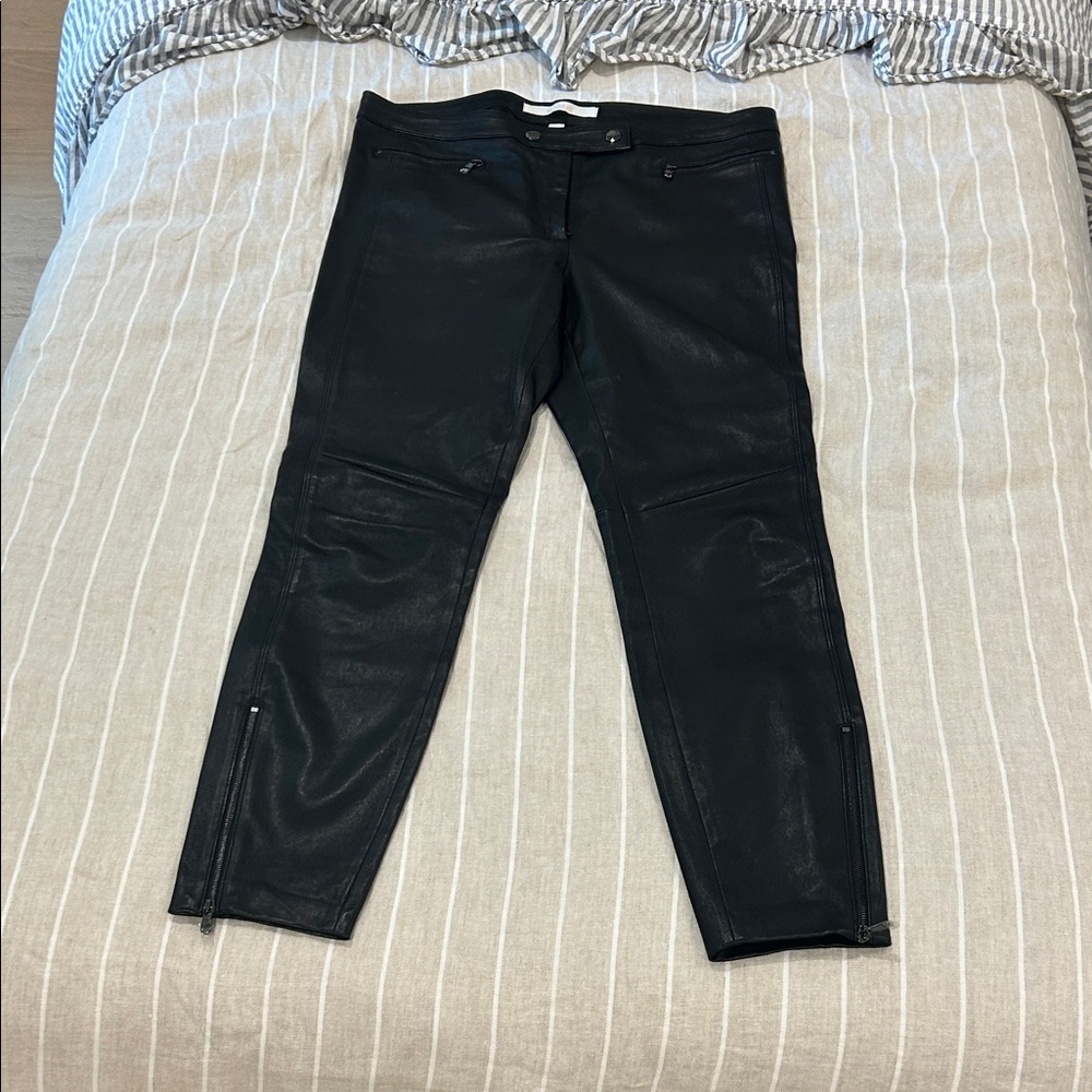 Nordstrom Black Faux Leather Skinny Jeans with Ankle Zippers